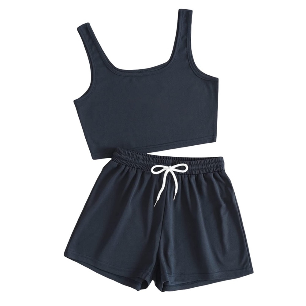SHEIN 2 Piece Sleeveless Crop Pajama Set